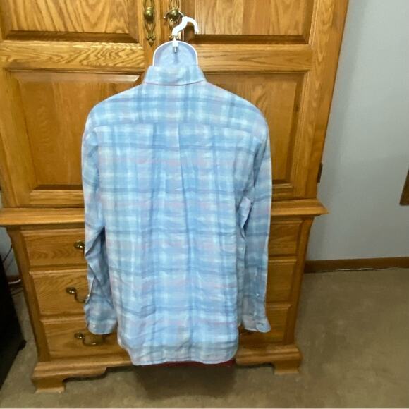 Peter Millar Summer Sky Crystal Beach Linen Sport Shirt Button Down Mens Large - Picture 15 of 16